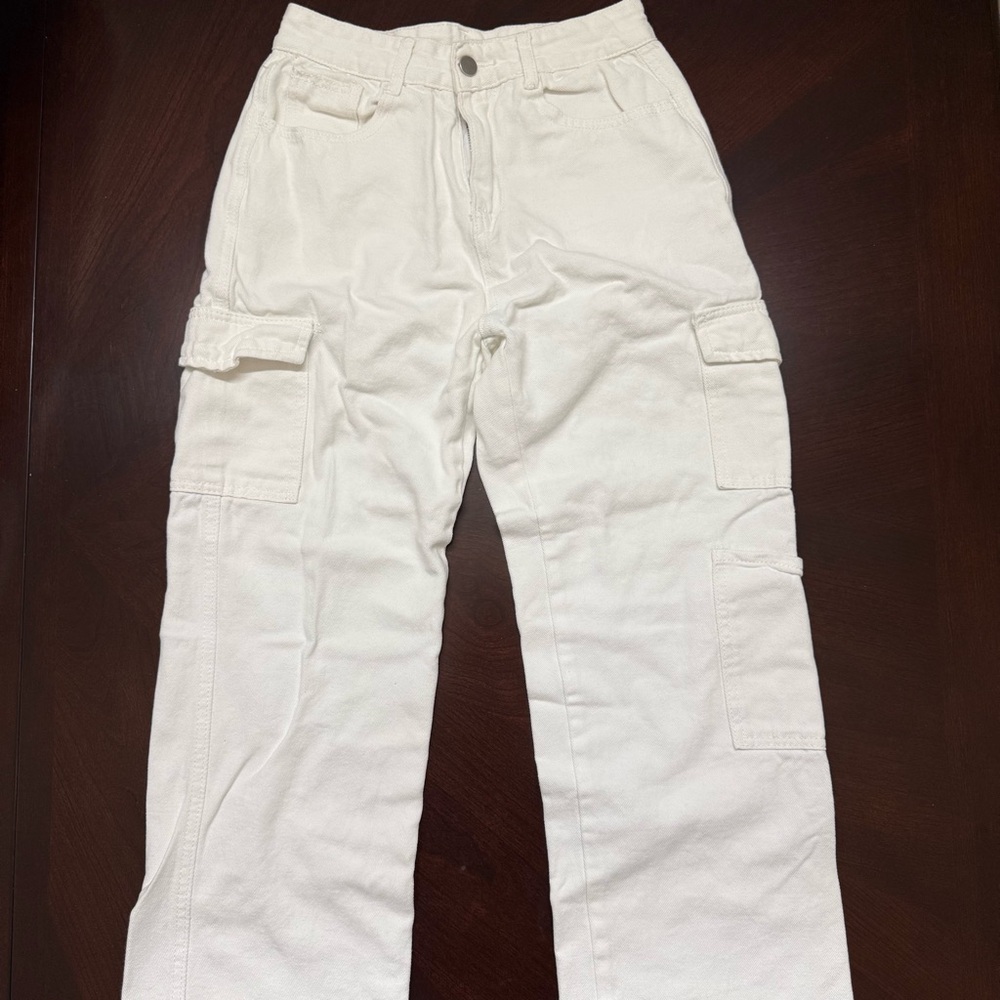 Women's White Cargo Jeans